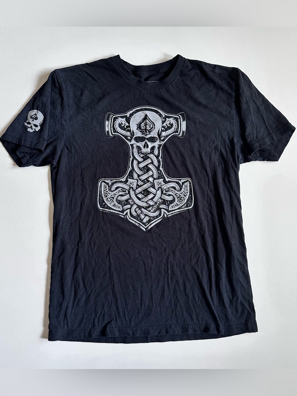Zero Foxtrot Vikings Thor Hammer Black Graphic T-shirt Size L